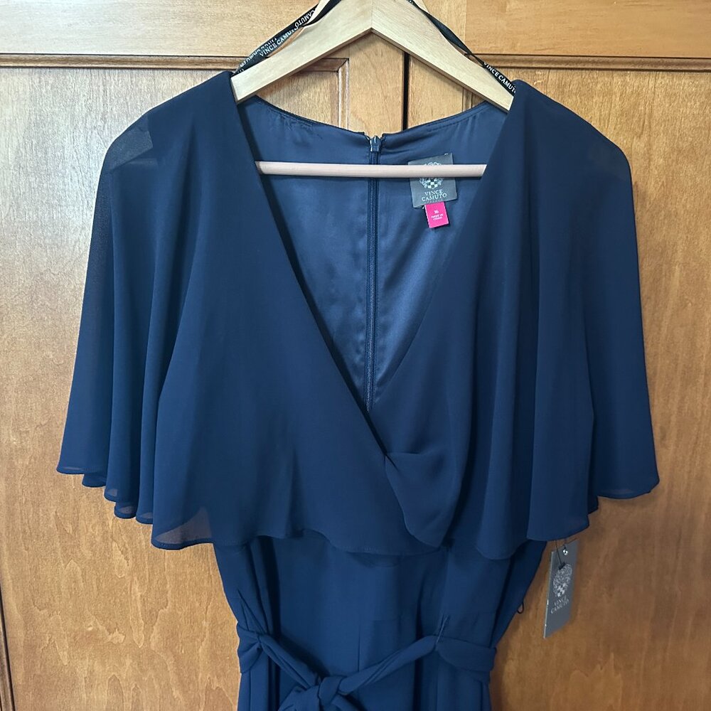 Vince Camuto Blue Chiffon Capelet Jumpsuit size 16